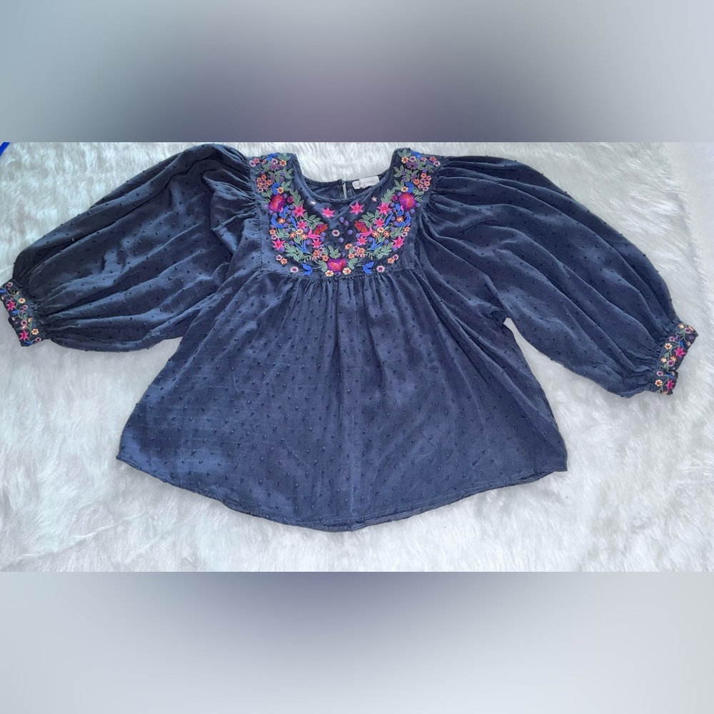 Solitaire Gray Embroidered Blouse